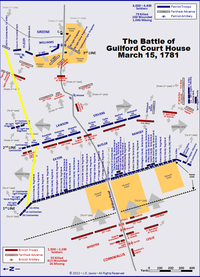 Map of Battle at Guilford Courthouse